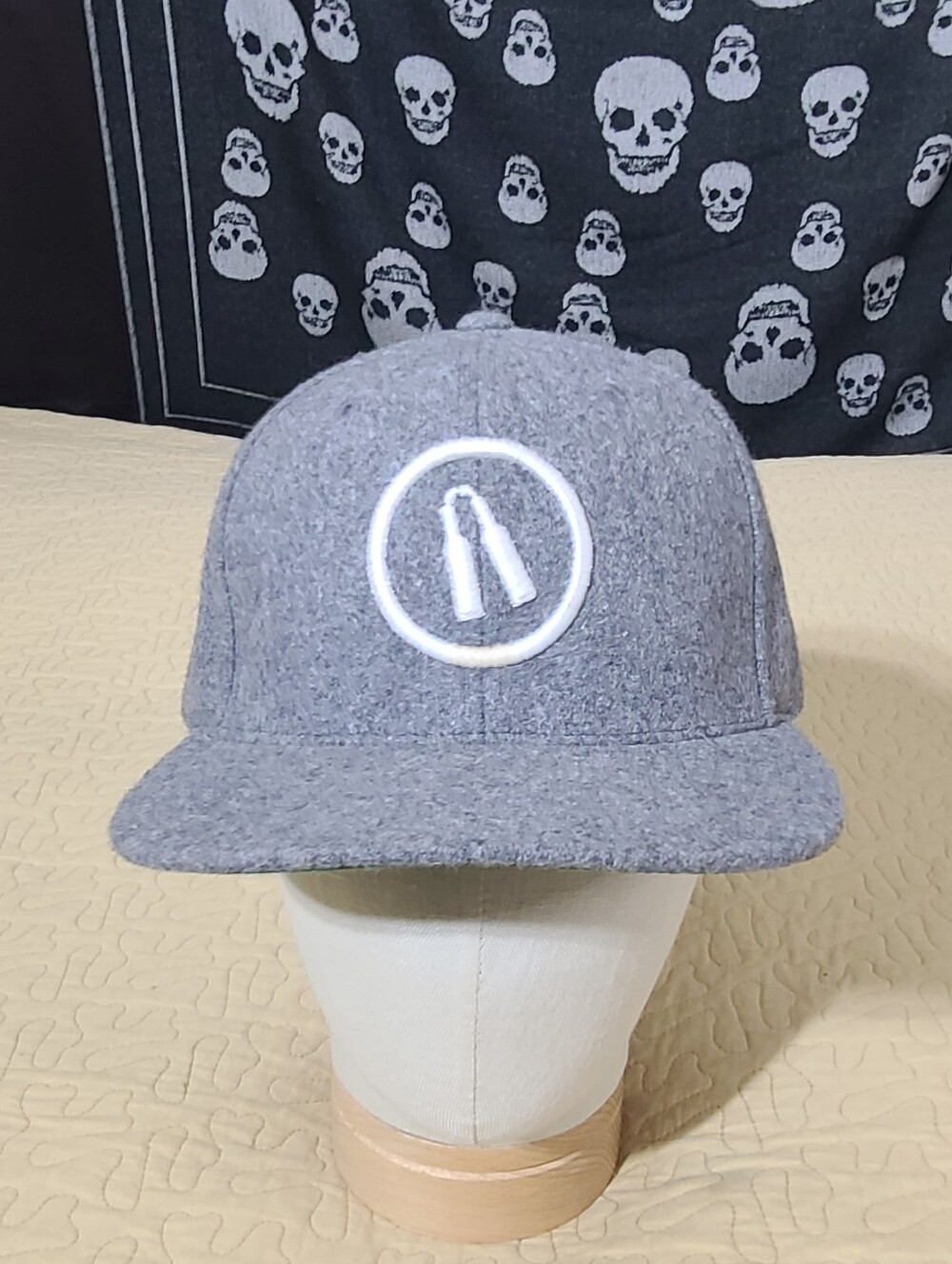 Wool blend embroidered hand grippers strapback hat